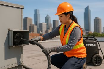 Professional air duct cleaning technician in Bossier City